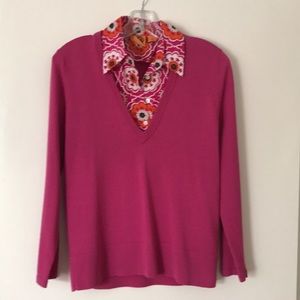 Tory Burch Pink V-Neck with Detachable Collar